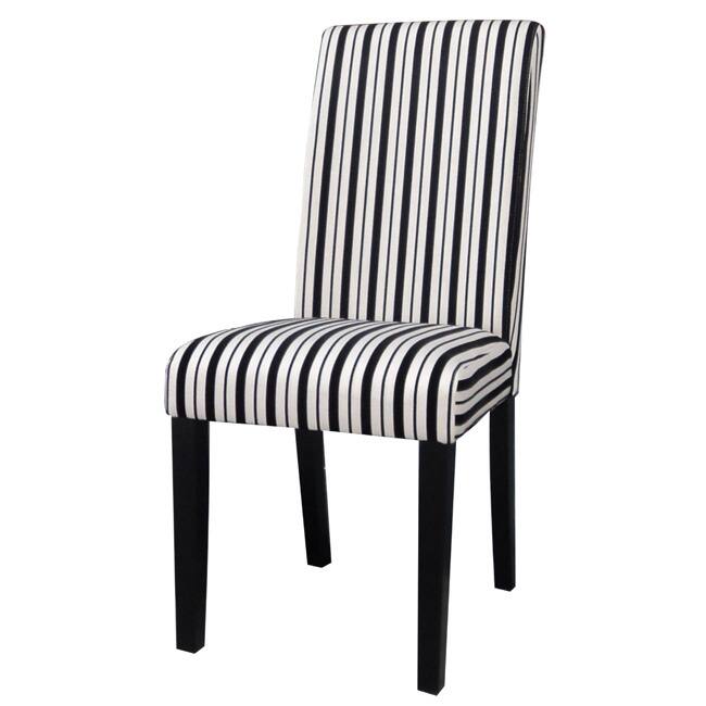 Somette White Striped Modern Parson Dining Chair (Set of 2) - 18.12 x 16.54 x 39