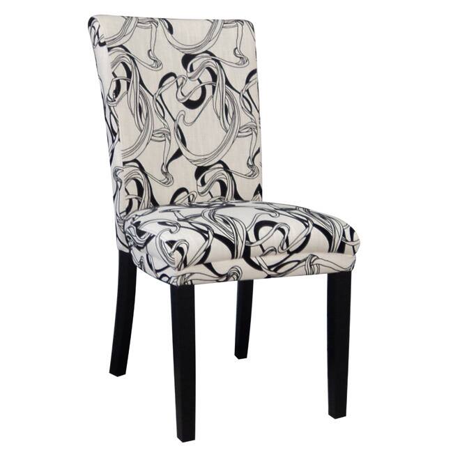 Somette Black & White Wide Back Parson Dining Chair (Set of 2)