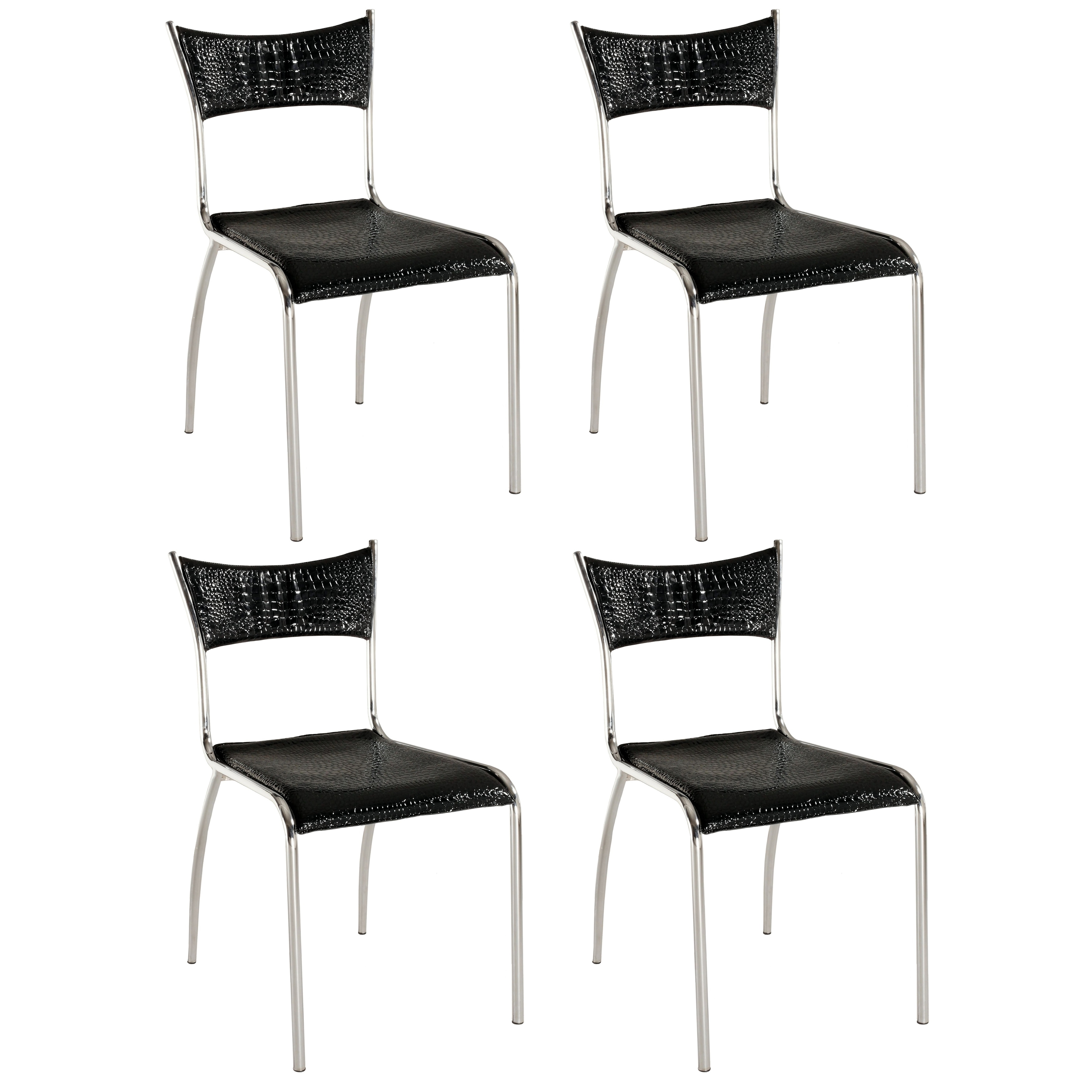 Chrome/black Slim Upholstered Back Side Chair (set Of 4)