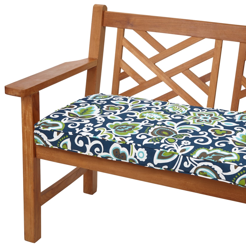 Sorra Home Floral Navy 48 inch Indoor Outdoor Corded Bench Cushion On Sale Bed Bath Beyond 8912746