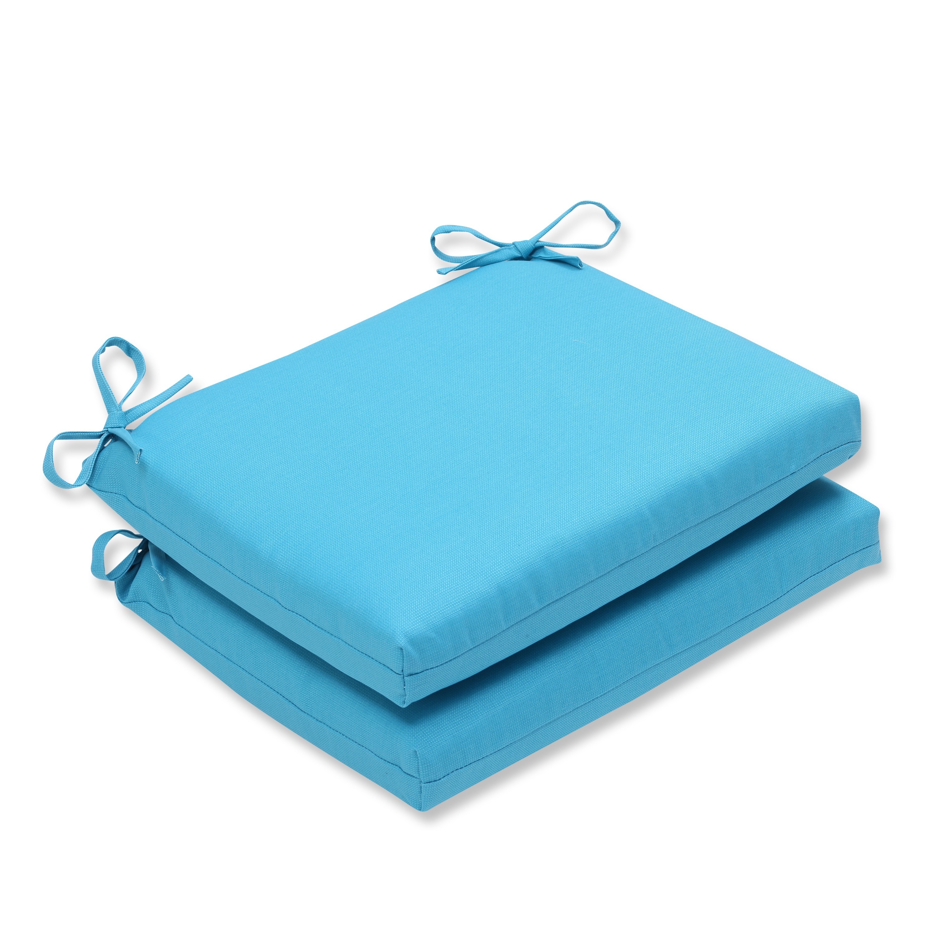 Pillow Perfect Outdoor Veranda Turquoise Squared Corners Seat Cushion (set Of 2)