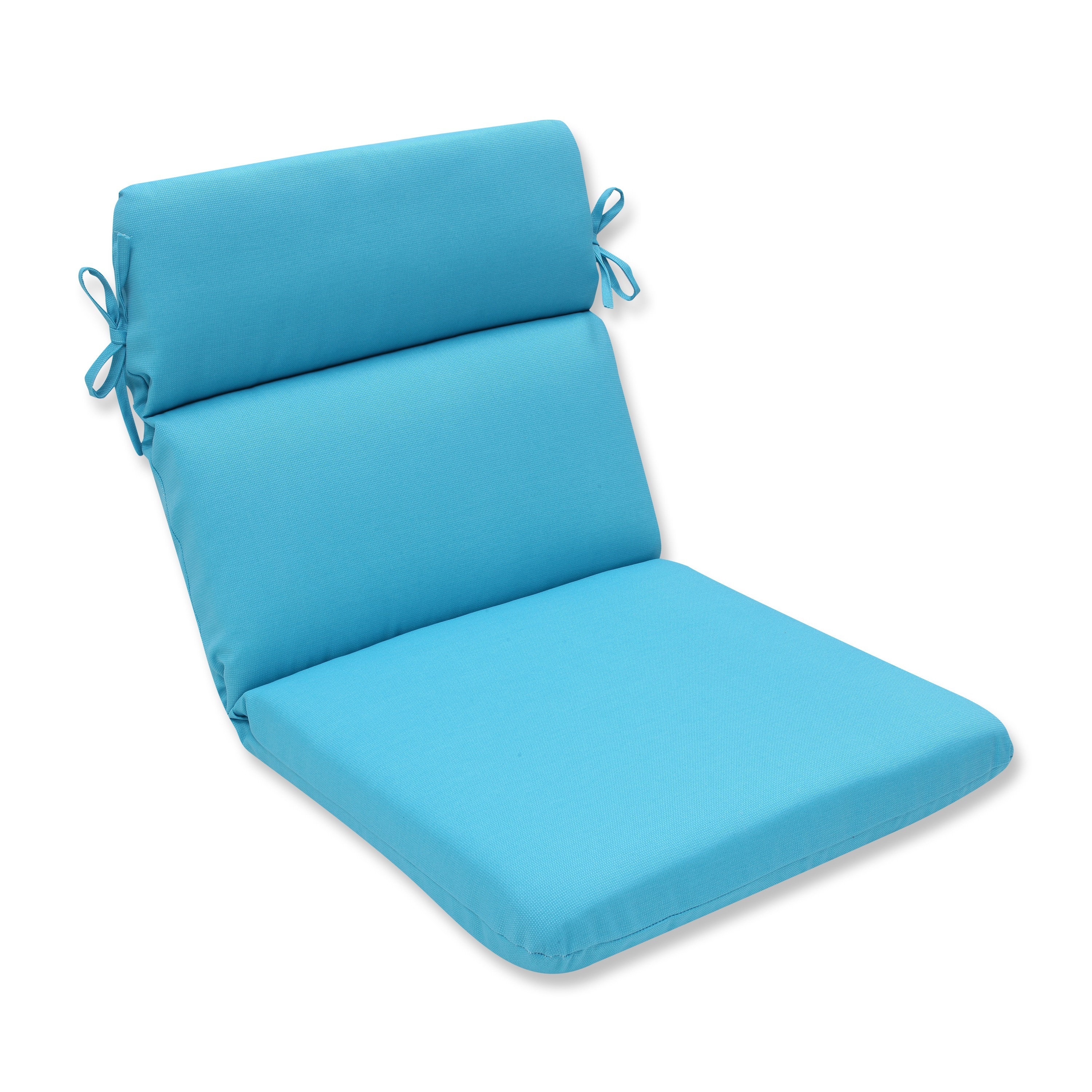 Pillow Perfect Outdoor Veranda Turquoise Rounded Corners Chair Cushion (TurquoiseClosure Sewn Seam ClosureEdging Knife EdgeUV Protection Yes Weather Resistant Yes Care instructions Spot Clean or Hand Wash Fabric with Mild Detergent. Dimensions (Seat 