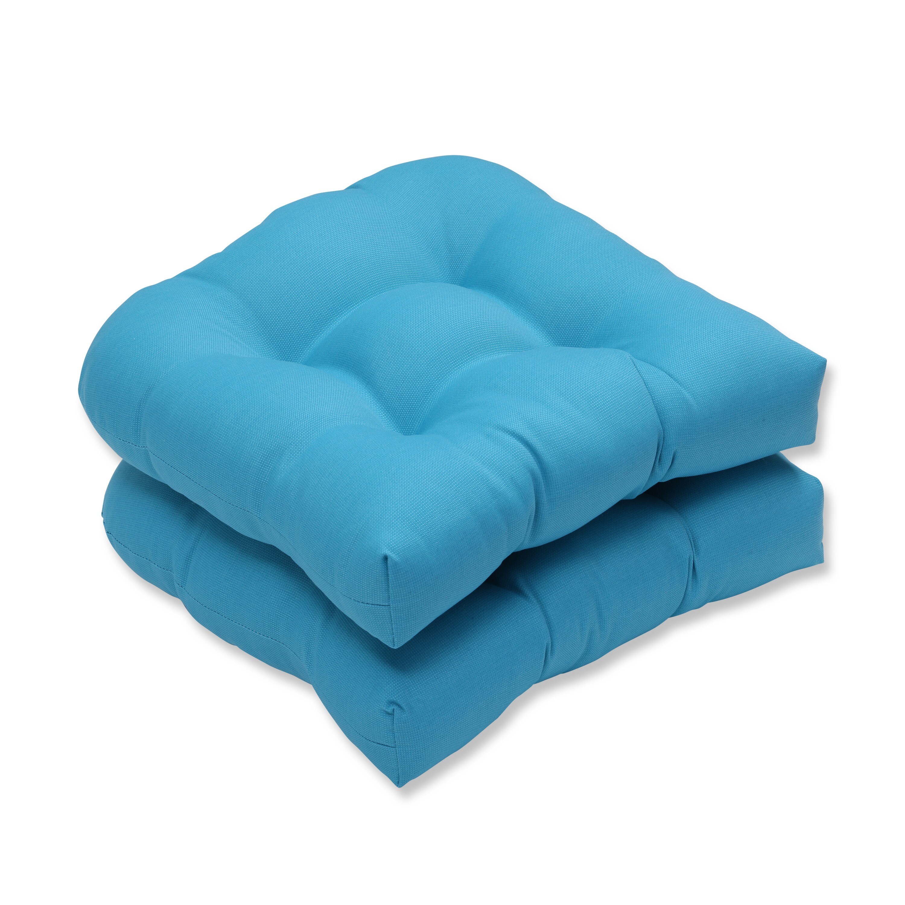 Pillow Perfect Outdoor Veranda Turquoise Wicker Seat Cushion (set Of 2) (TurquoiseClosure Sewn Seam ClosureEdging Knife EdgeUV Protection Yes Weather Resistant Yes Care instructions Spot Clean or Hand Wash Fabric with Mild Detergent. Dimensions 19 i