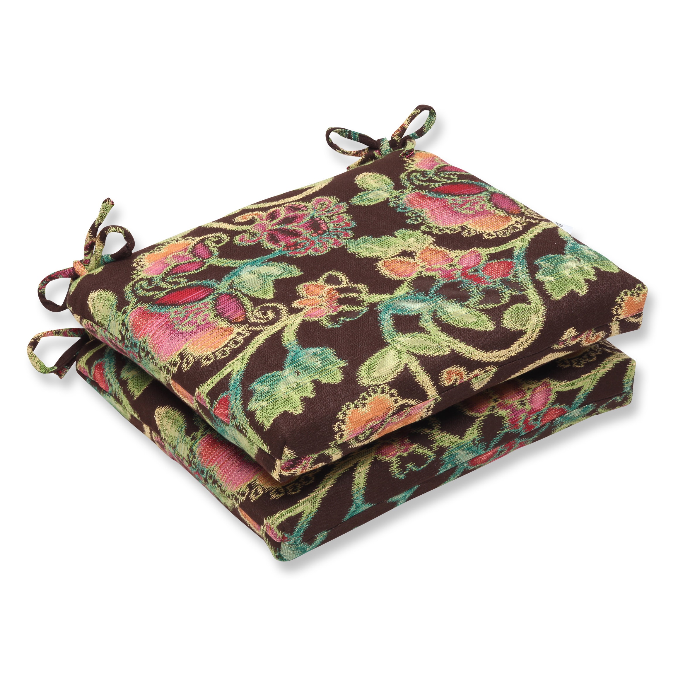 Pillow Perfect Squared Corners Seat Cushion With Sunbrella Vagabond Paradise Fabric (set Of 2)