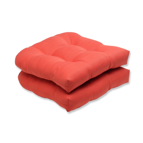 Shop Pillow Perfect Outdoor Coral Wicker Seat Cushion (Set of 2) - Free ...