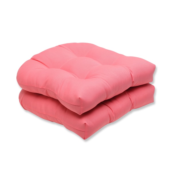 Shop Pillow Perfect Outdoor Pink Wicker Seat Cushion (Set of 2) Free