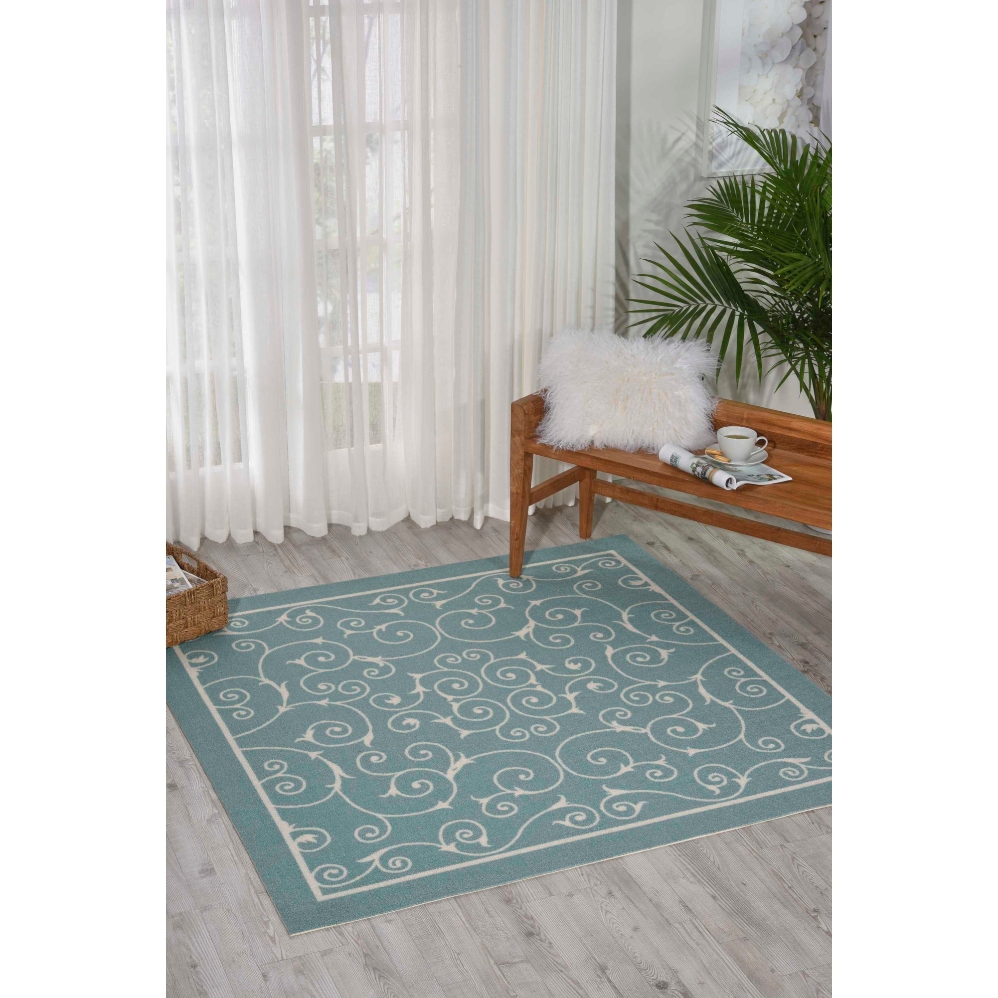 Nourison Home And Garden Indoor/outdoor Light Blue Rug (10 X 13)