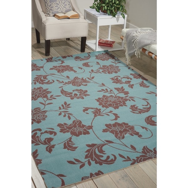 Nourison Home and Garden Indoor/Outdoor Light Blue Rug (10' x 13') - 10' x 13'
