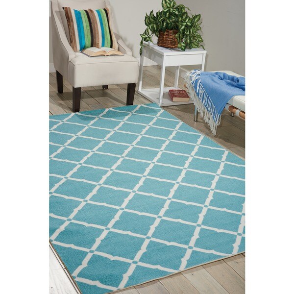 Nourison Home and Garden Indoor/Outdoor Aqua Rug - 7'9" x 10'10"