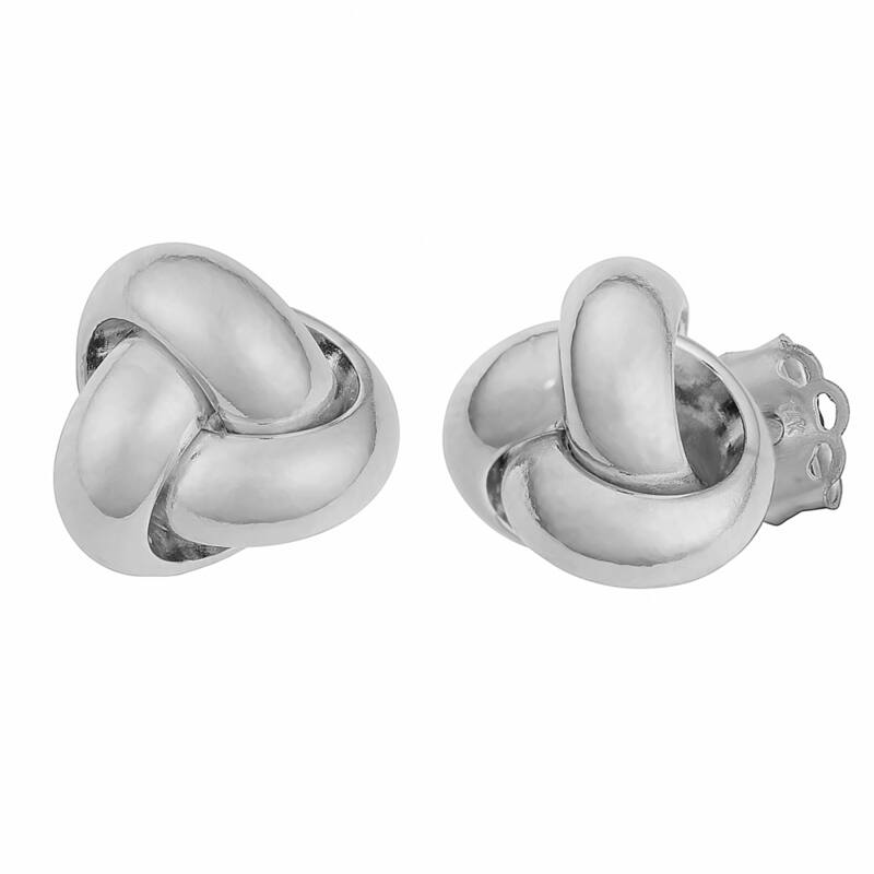 Fremada 14k Gold Polished Love Knot Earrings - White - White