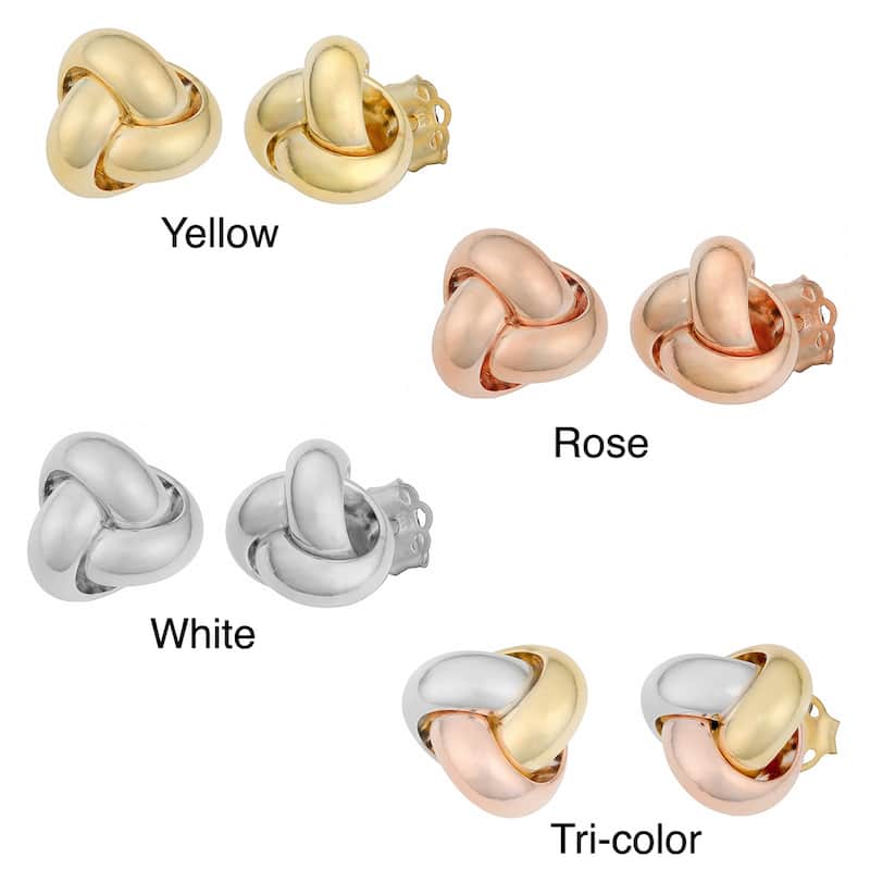 Fremada 14k Gold Polished Love Knot Earrings