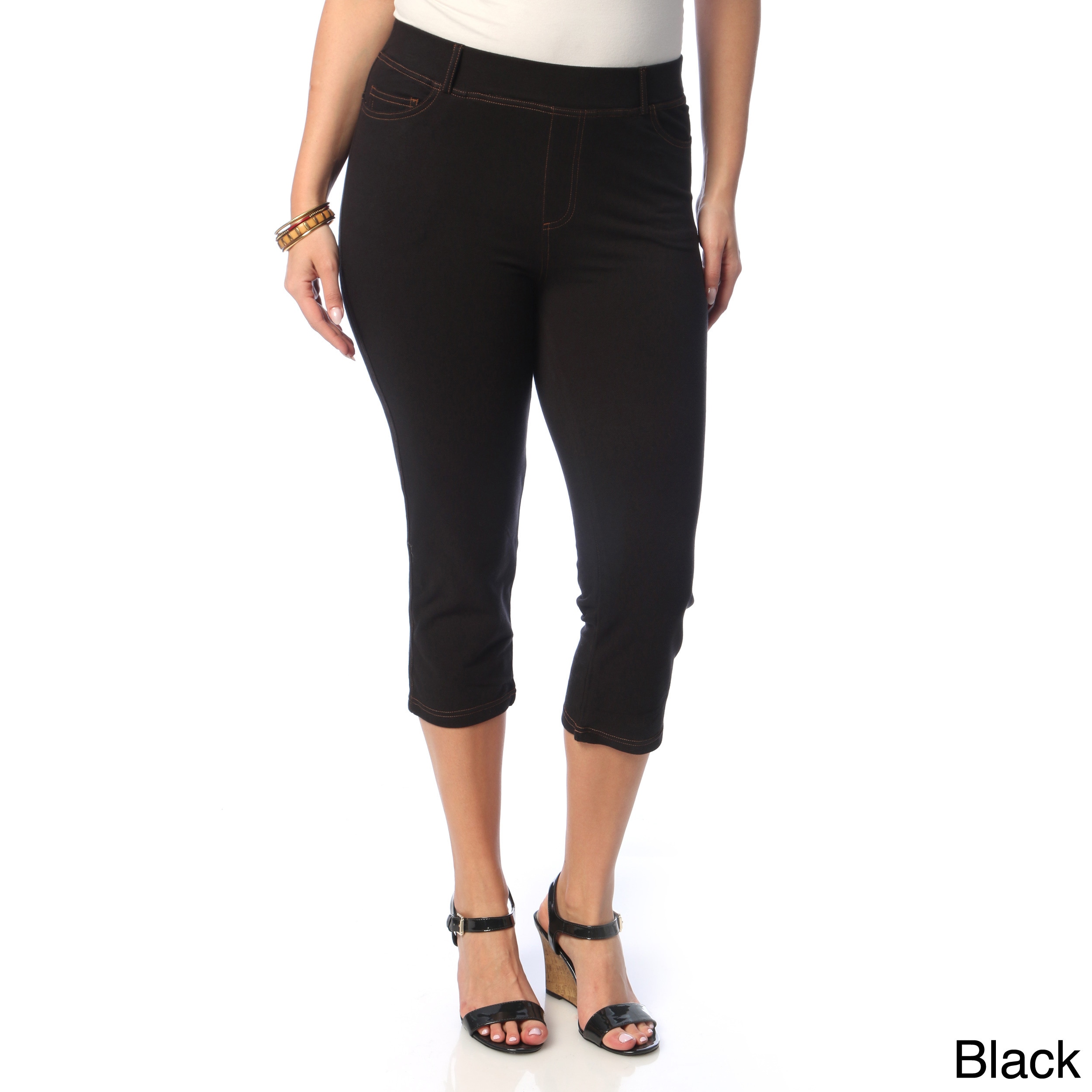 Cera Women's Plus Size 5-pocket Denim Capri Overstock - 8914814
