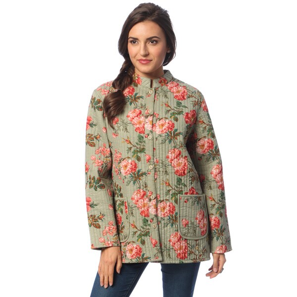 Shop La Cera Women's Sage Reversible Quilted Mandarin Collar Jacket ...