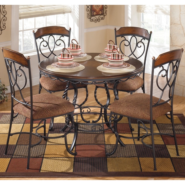 Shop Signature Design by Ashley 'Nola' Dark Brown 5-piece Round Dining