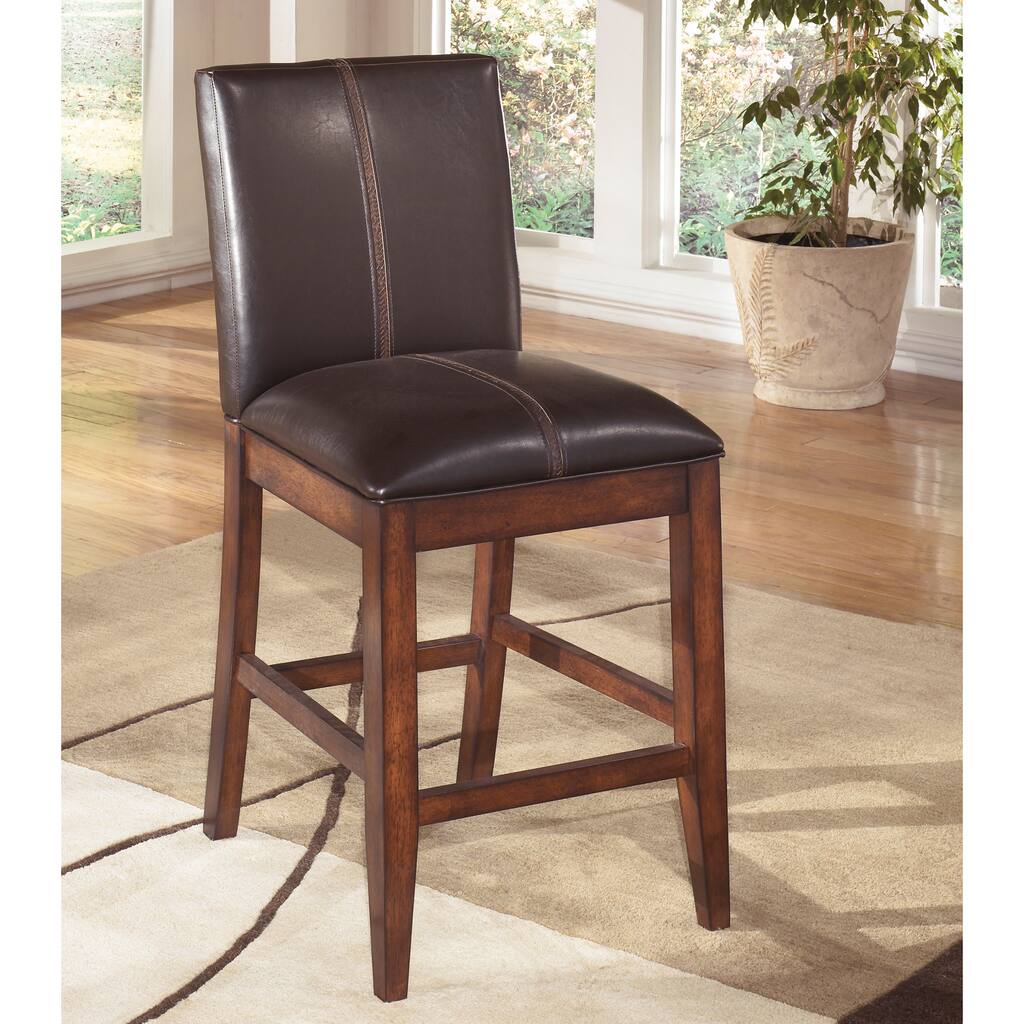 Signature Design by Ashley 26-inch Larchmont' Dark Brown Upholstered Barstool (Set of 2)