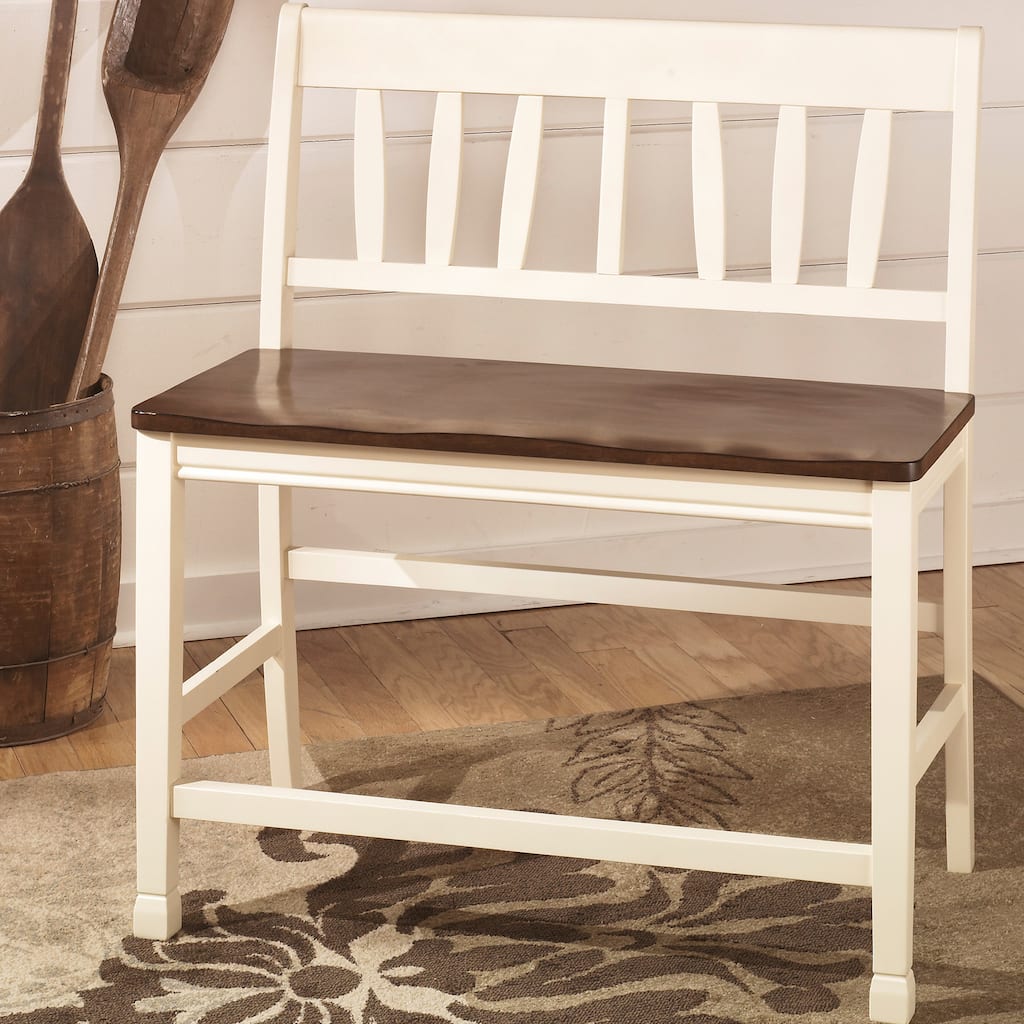 Signature Design by Ashley 24-inch Whitesburg' White and Burnished Brown Double Barstool