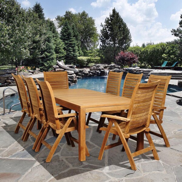 Shop Amazonia Teak Stephanie 9-piece Teak Outdoor Dining ...