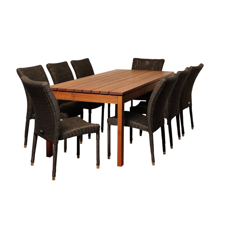 Amazonia Francesca 9-piece Wood/ Wicker Outdoor Dining Set - 9pc