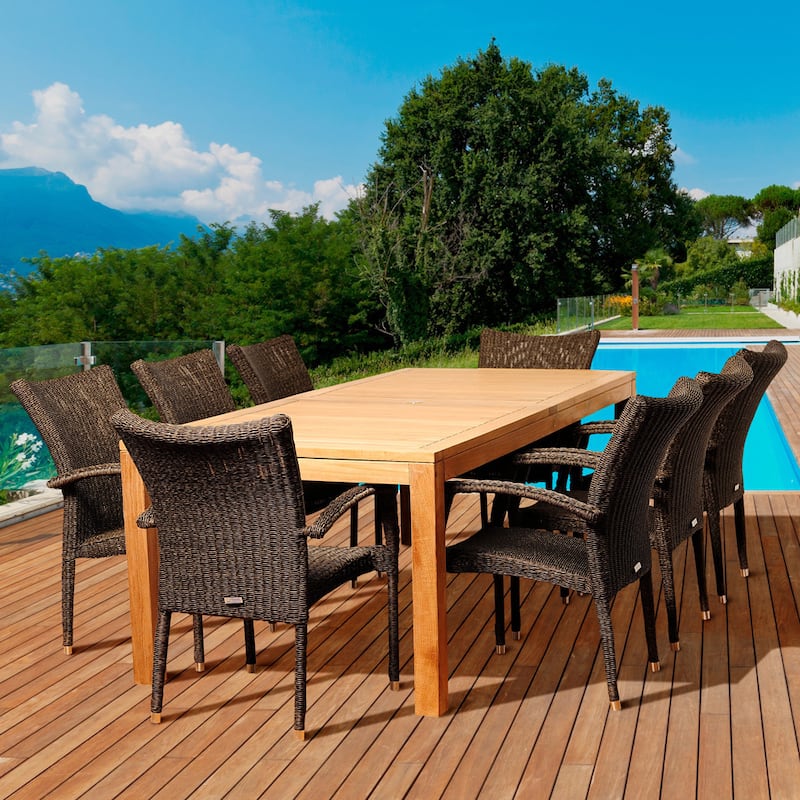 Amazonia Dana 9-piece Teak/ Wicker Outdoor Dining Set - 9 Piece