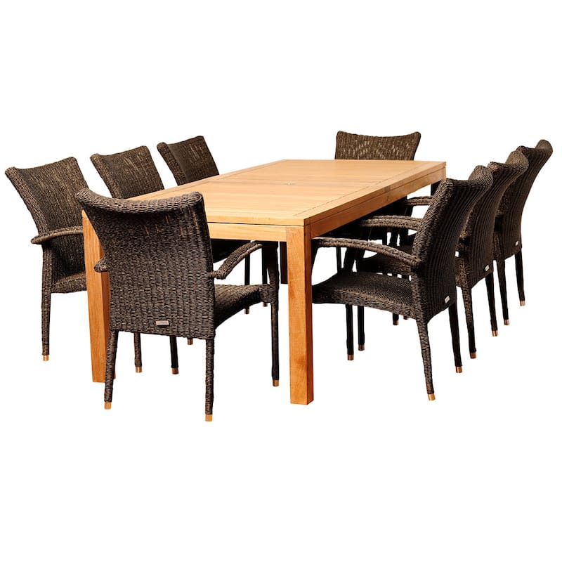Amazonia Dana 9-piece Teak/ Wicker Outdoor Dining Set - 9 Piece