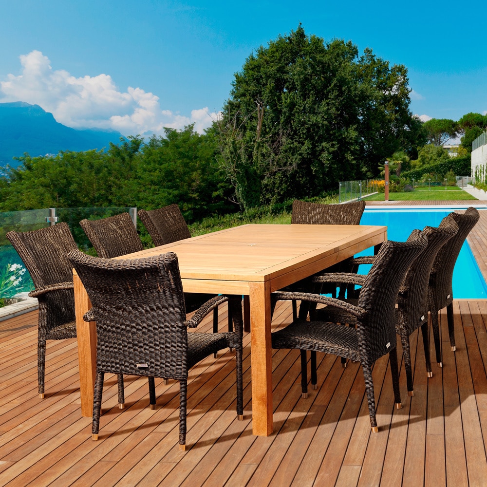 Dana 9 piece Teak/ Wicker Outdoor Dining Set