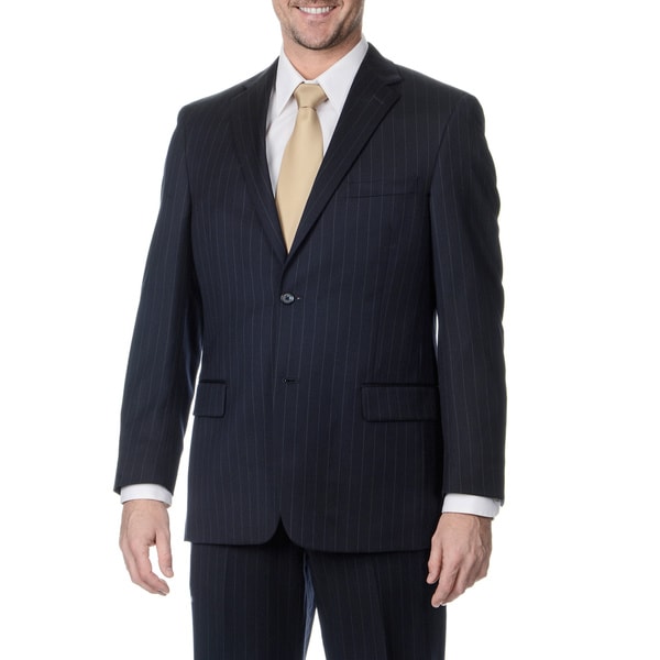 Palm Beach Men's Big and Tall Long 2button Navy Stripe Suit Jacket