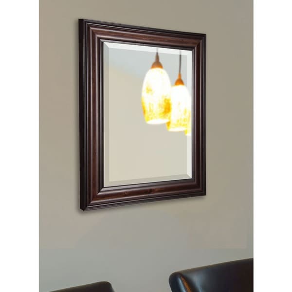 American Made Rayne Dark Walnut Beveled Wall/ Vanity Mirror Free