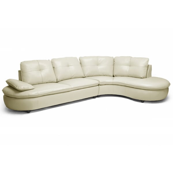 Baxton Studio Hilaria Beige Leather Modern Sectional Sofa with