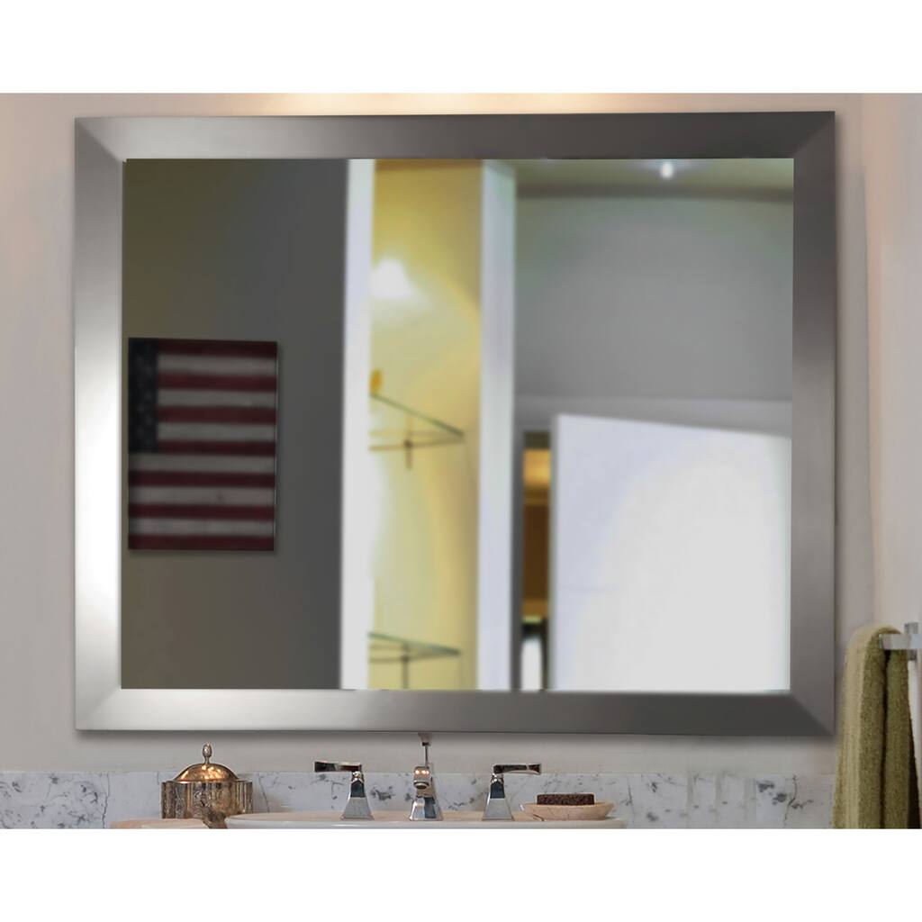 American Made Rayne Modern Stainless Silver Wall/ Vanity Mirror