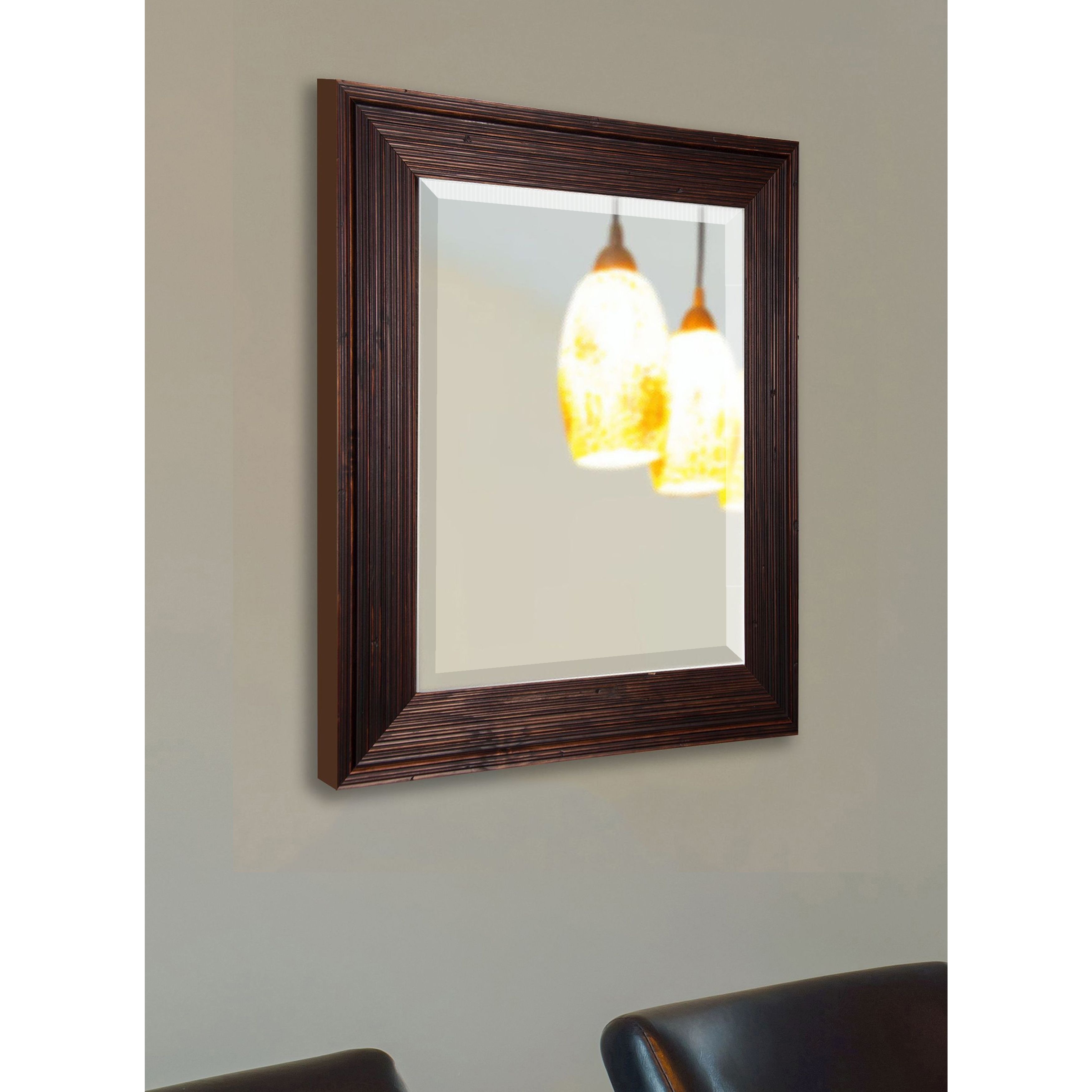 American Made Rayne Barnwood Brown Beveled Wall Mirror