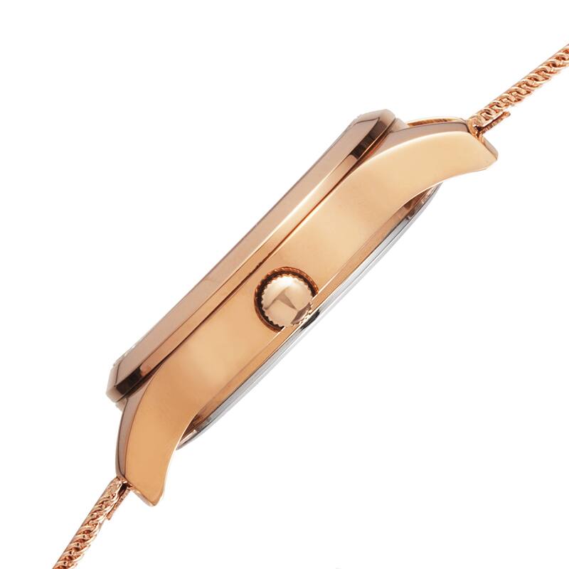 August Steiner Women's Quartz Diamond Stainless Steel Mesh Rose-Tone Bracelet Watch