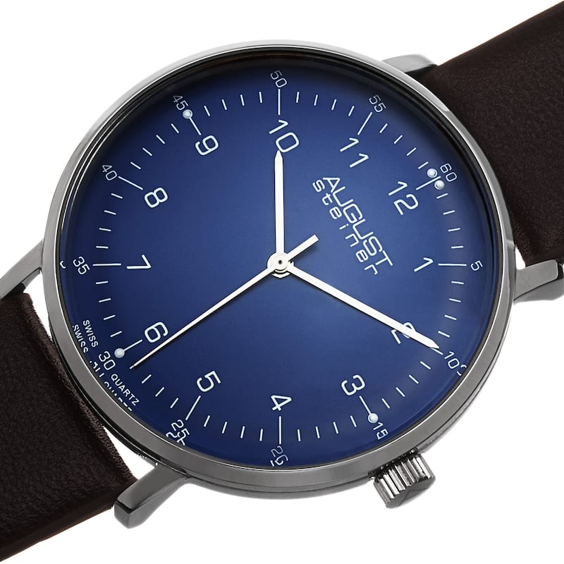August Steiner Men's Swiss Quartz Leather Brown Strap Watch