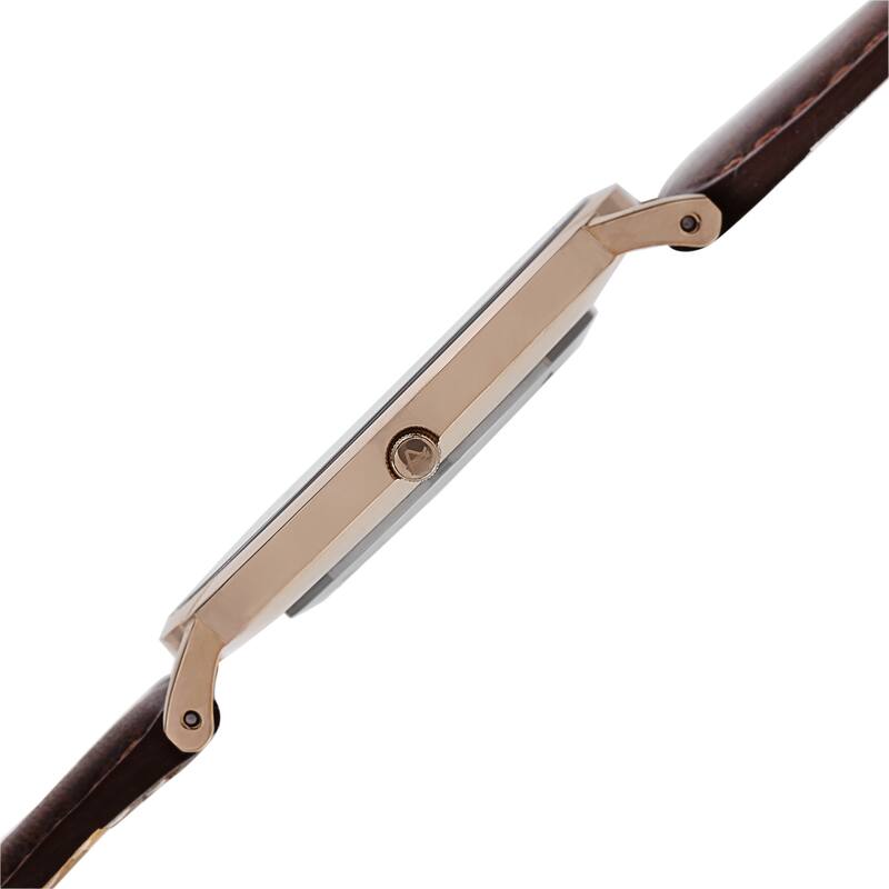 August Steiner Men's Austin Ultra-Slim Quartz Leather Rose-Tone Strap Watch
