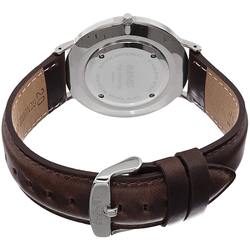 August Steiner Men's Conrad Ultra-Slim Quartz Leather Brown Strap Watch
