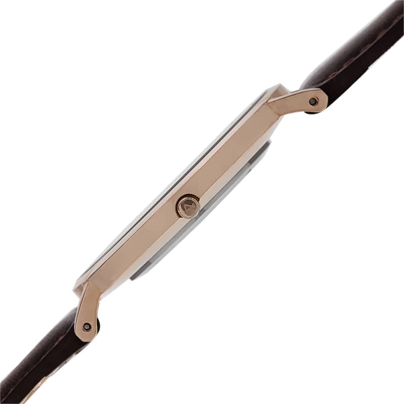 August Steiner Men's Preston Ultra-Slim Quartz Leather Rose-Tone Strap Watch