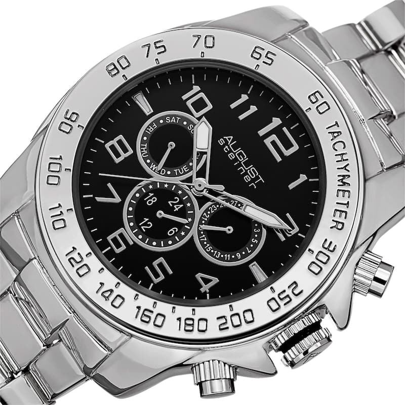 August Steiner Men's Swiss Quartz Multifunction Tachymeter Bracelet Watch