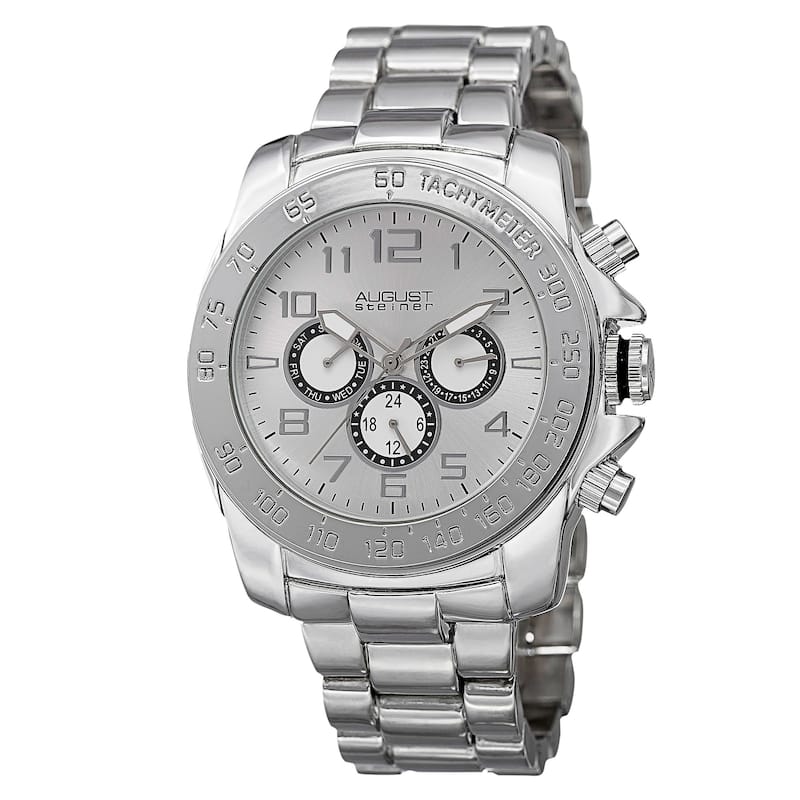 August Steiner Men's Swiss Quartz Multifunction Tachymeter Bracelet Watch