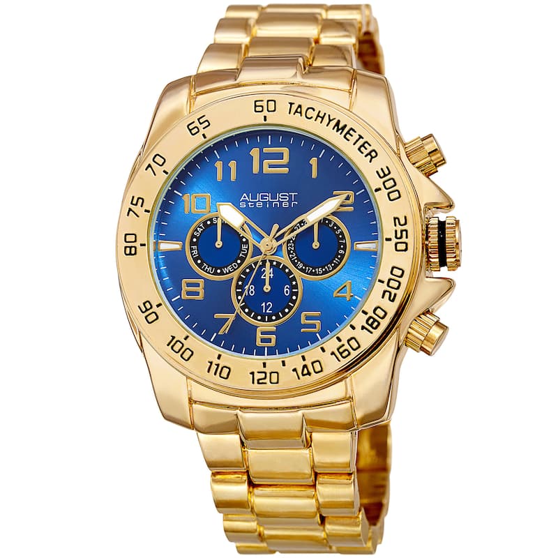August Steiner Men's Swiss Quartz Multifunction Tachymeter Bracelet Watch
