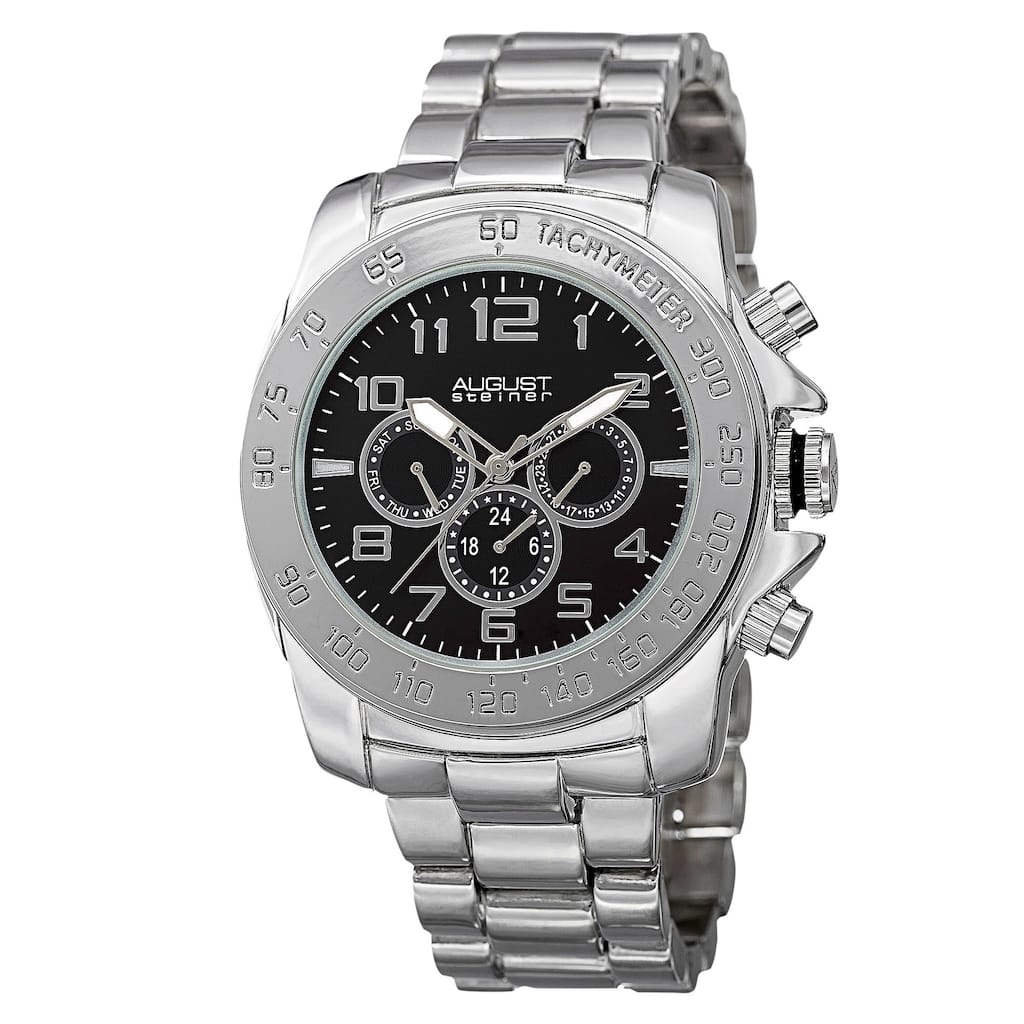 August Steiner Men's Swiss Quartz Multifunction Tachymeter Bracelet Watch