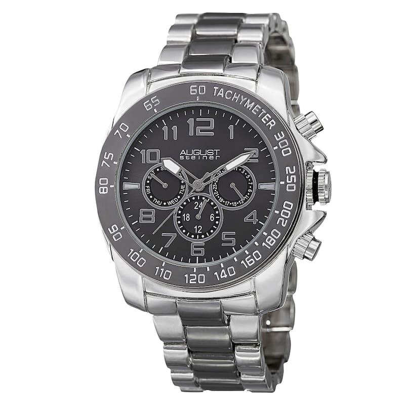 August Steiner Men's Swiss Quartz Multifunction Tachymeter Two-Tone Bracelet Watch