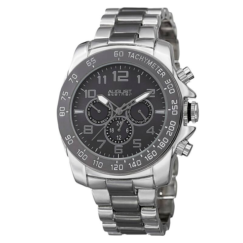August Steiner Men's Swiss Quartz Multifunction Tachymeter Two-Tone Bracelet Watch