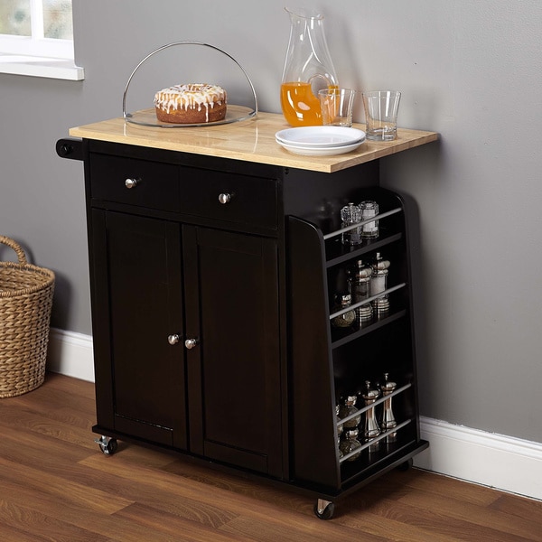 Simple Living Sonoma 2-tone Black Kitchen Cart - Overstock ...