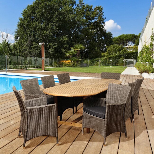 Ia Teak Katy Wicker 9 Piece Outdoor Dining Set Ia Teak Katy Wicker 9