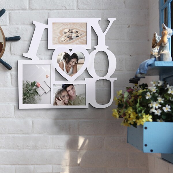 'I Love You' White 4-opening Picture Frame