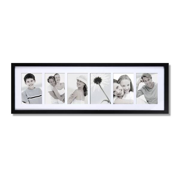 Shop Black Wood Matted 6 Opening Hanging Collage Photo Frame