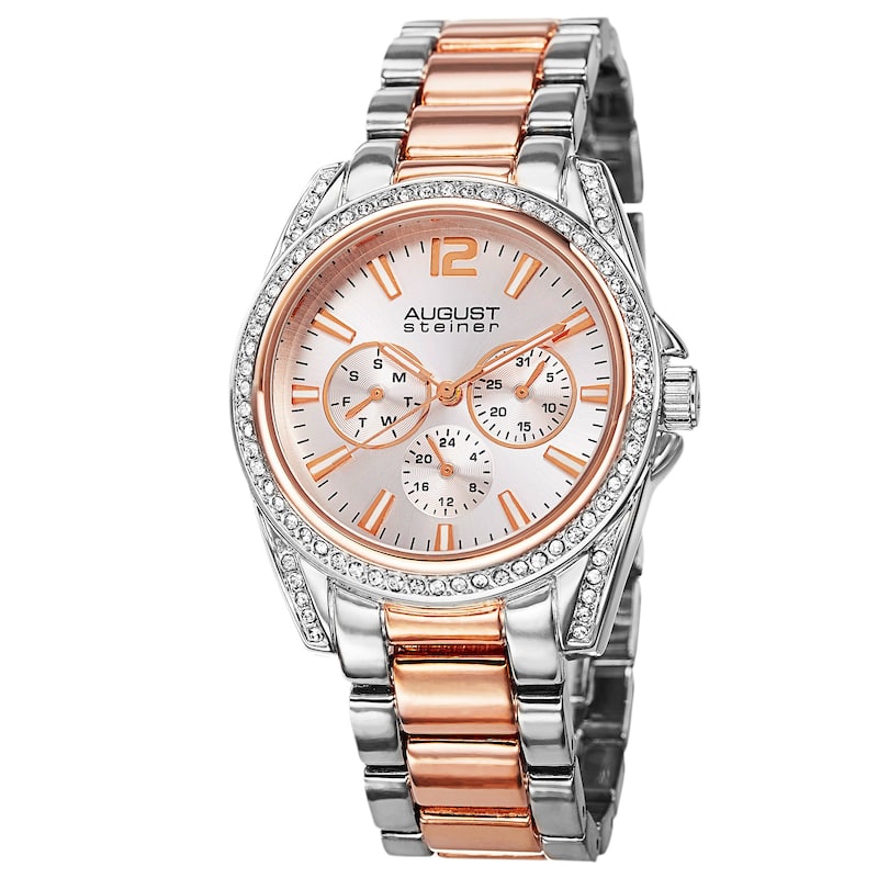 August Steiner Women's Crystal Quartz Multifunction Bracelet Watch