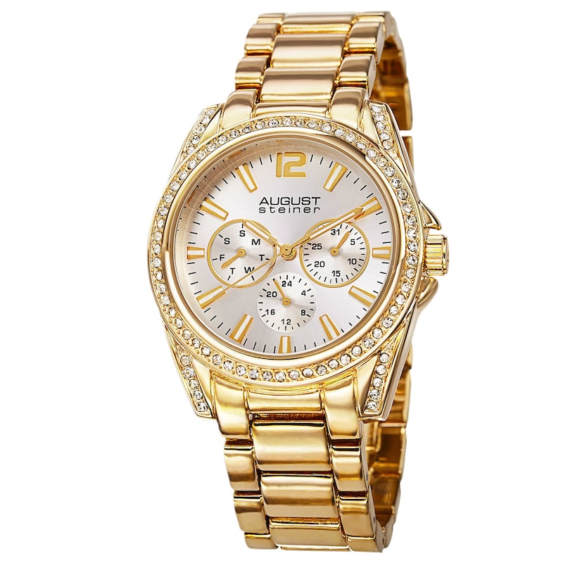 August Steiner Women's Crystal Quartz Multifunction Bracelet Watch