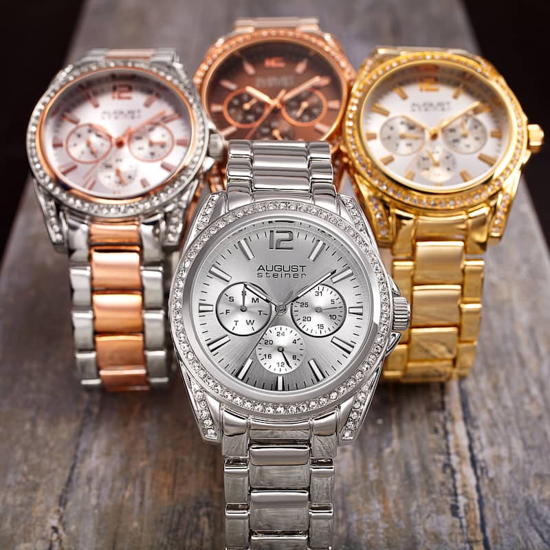 August Steiner Women's Crystal Quartz Multifunction Bracelet Watch