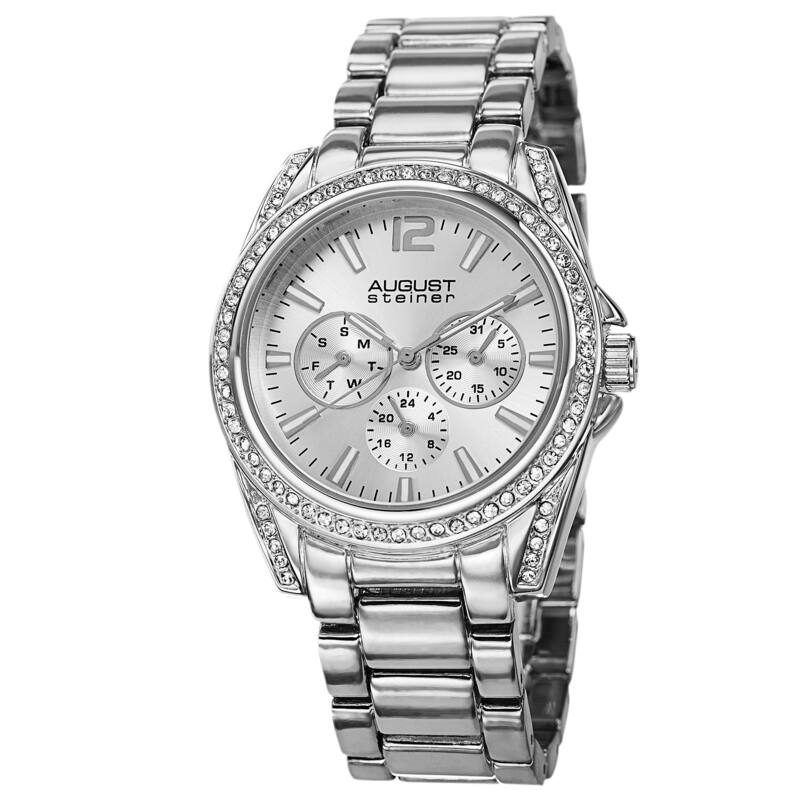 August Steiner Women's Crystal Quartz Multifunction Bracelet Watch