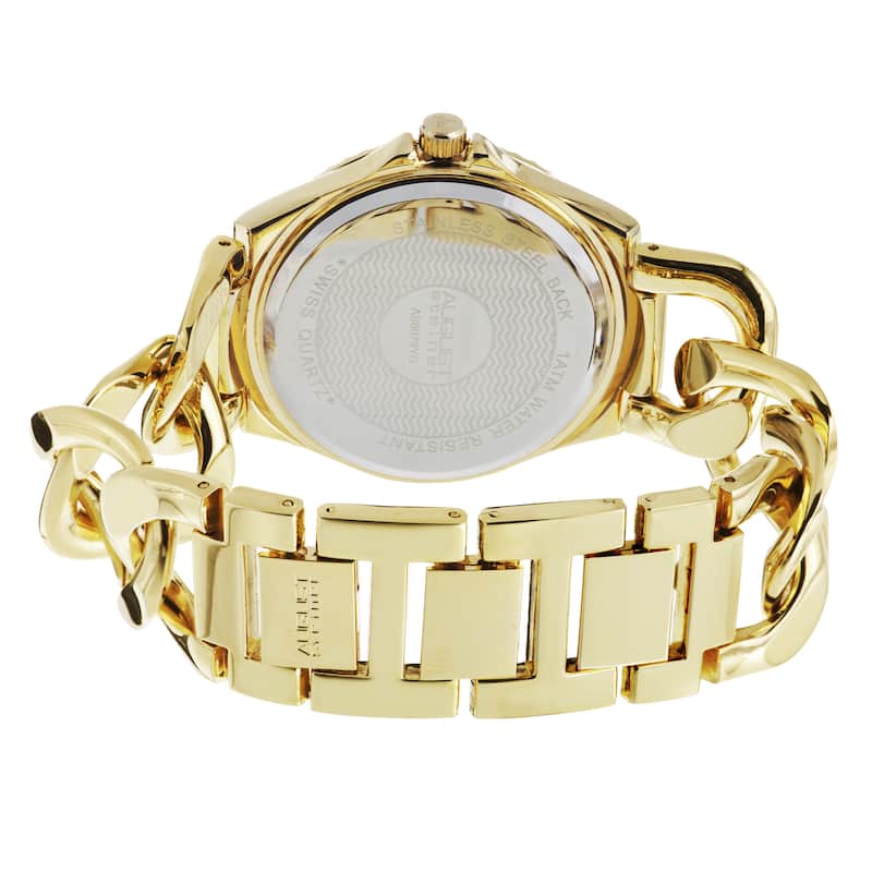 August Steiner Women's Swiss Quartz Chain Link Gold-Tone Bracelet Watch